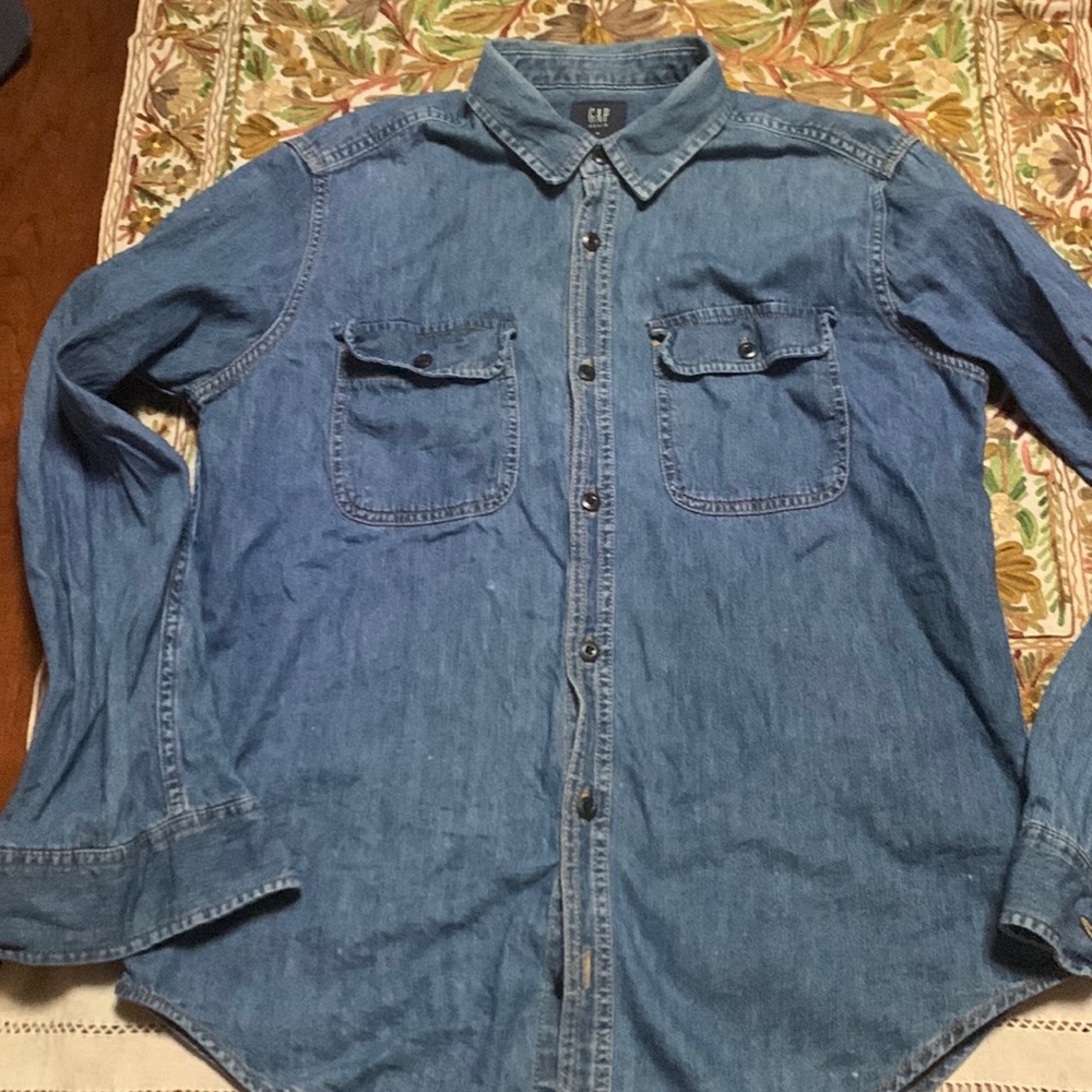 Gap, long sleeve, denim shirt, medium